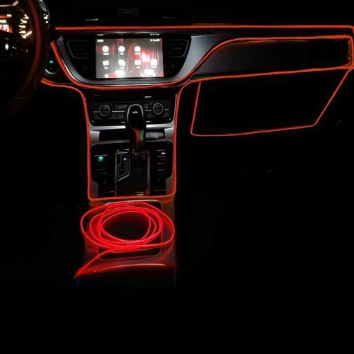 OneLED Autós LED szál, vágható LED fény, Dekoratív fénycsík, 5m, Piros, USB töltővel