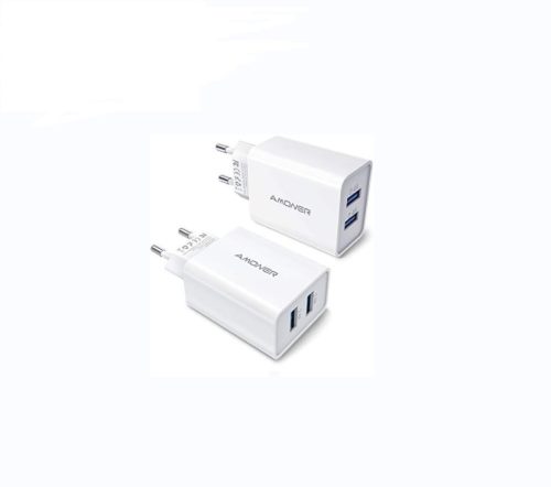 Amoner 24W 2 Portos USB Töltőadapter 2db (Fehér)